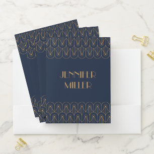 Elegant gold geometric Art Deco design Pocket Folder