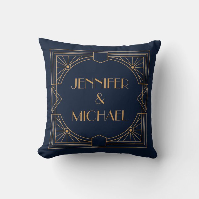 Elegant gold geometric Art Deco design  Throw Pillow (Front)