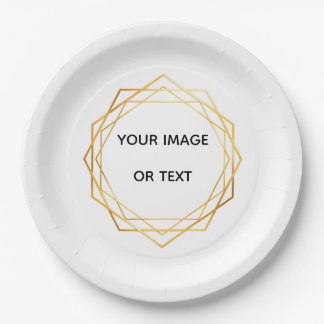 Elegant Gold Geometric Custom Paper Plates