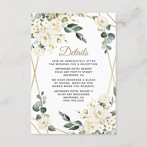 Elegant Gold Geometric Floral Greenery Wedding Enclosure Card