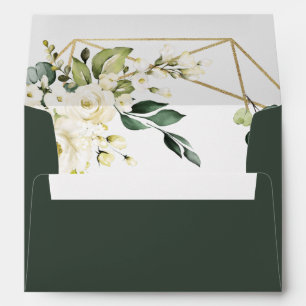 Elegant Gold Geometric Floral Greenery Wedding Envelope
