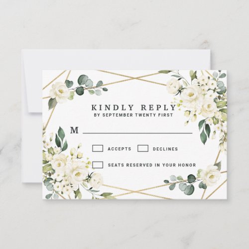Elegant Gold Geometric Floral Greenery Wedding