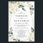 Elegant Gold Geometric Floral Wedding Programs<br><div class="desc">Template features an elegant printed gold colored geometric frame decorated with watercolor flowers in neutral shades, such as - white, ivory, champagne, and more. The floral elements consist of roses, peonies, hydrangea and baby's breath. This modern design also features greenery, eucalyptus, leaf elements and more for a very unique look...</div>