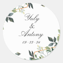 Elegant Gold Geometric Greenery Round