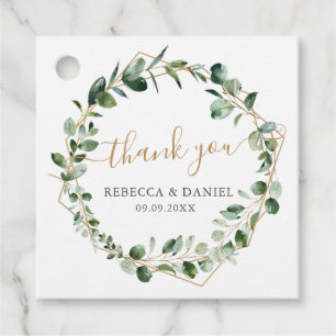 Elegant Gold Geometric Greenery Wedding Thank You Favor Tags