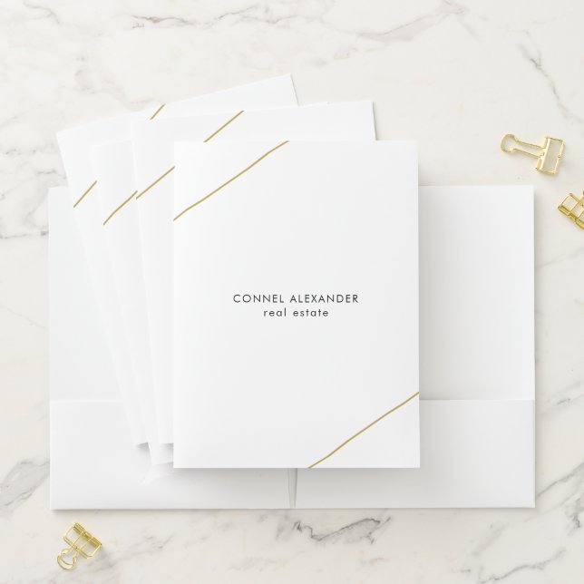 Elegant Gold Geometric Modern Business Pocket Folder (In Situ)