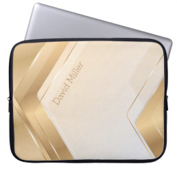 Elegant Gold Geometric Pattern and Customization Laptop Sleeve