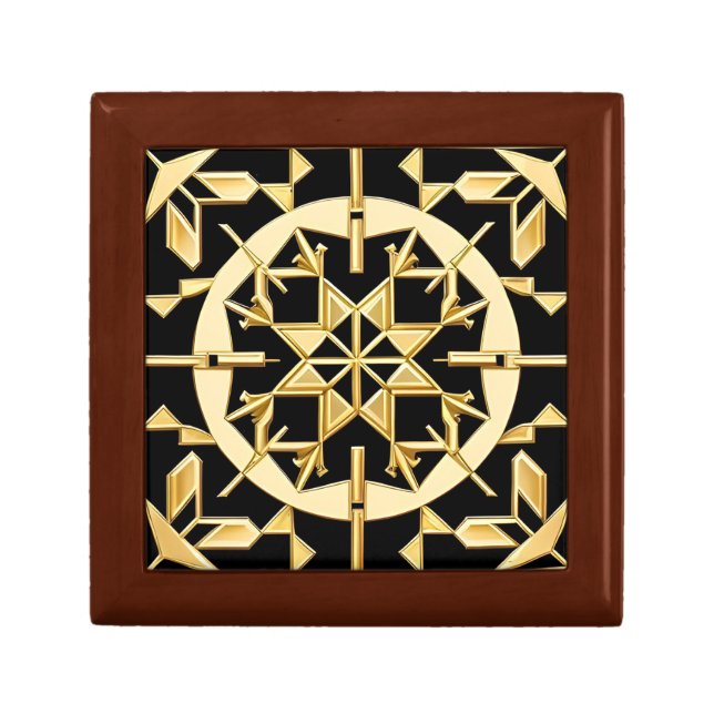 Elegant Gold Geometric Pattern Art Gift Box (Front)