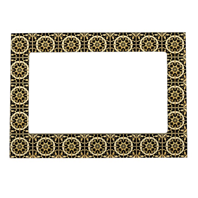 Elegant Gold Geometric Pattern Art Magnetic Frame (Front)