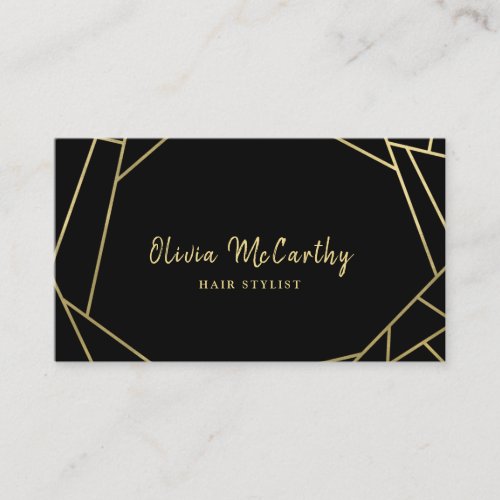 Elegant Gold Geometric Pattern Feminine Script Business Card