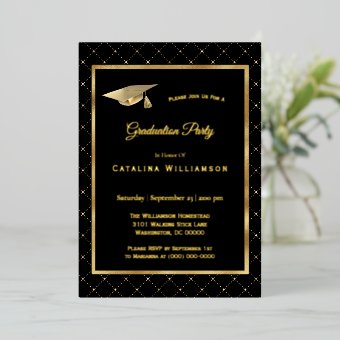 Elegant Gold Geometric Pattern Graduation Foil Invitation | Zazzle