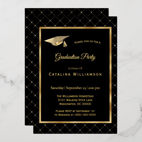 Elegant Gold Geometric Pattern Graduation Foil Invitation | Zazzle.com