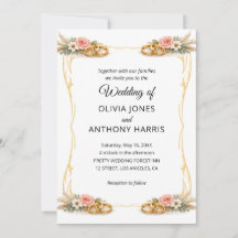 Elegant Gold Geometric Rustic Floral Wedding