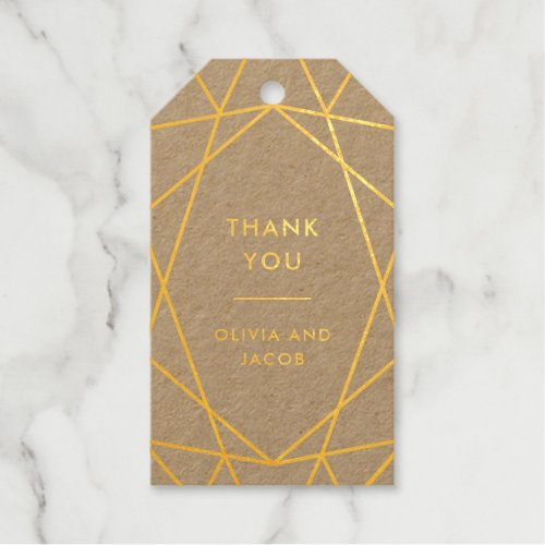 Elegant Gold Geometric  Thank You Foil Gift Tags