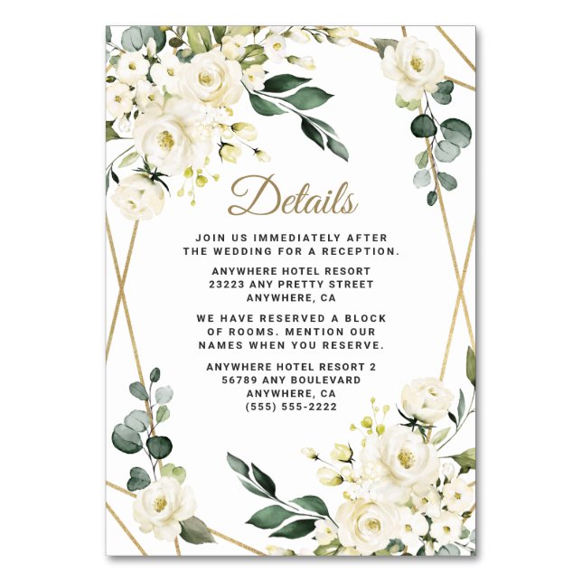 Elegant Gold Geometric Wedding Enclosure Cards (Front)