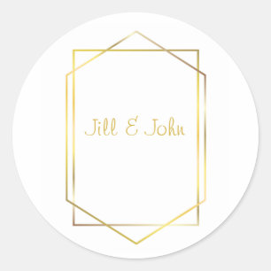 Elegant Gold Geometric Wedding Envelope Sticker