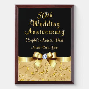 Elegant Gold Gifts for 50th Wedding Anniversary Award Plaque