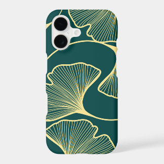 Elegant Gold Ginkgo Biloba Leaf Emerald Green iPhone 17 Case