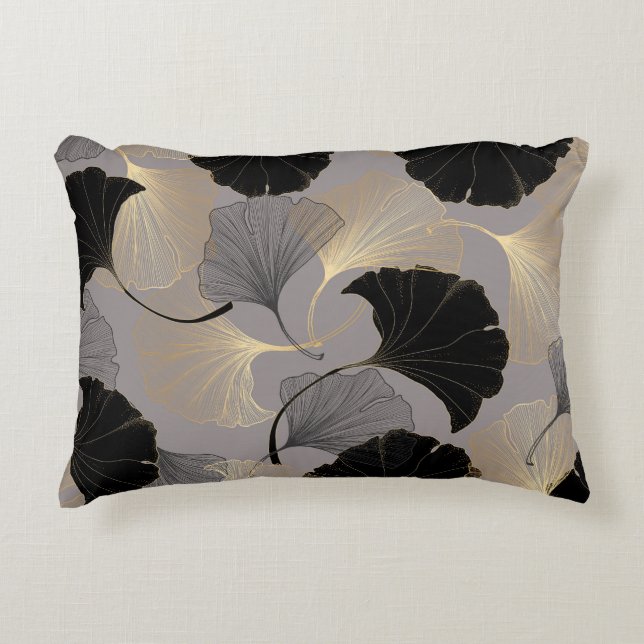 Elegant gold Ginkgo, vintage background. Accent Pillow (Front)