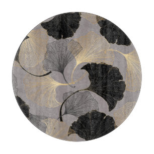 Elegant gold Ginkgo, vintage background. Cutting Board