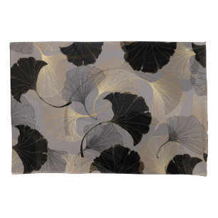 Elegant gold Ginkgo, vintage background. Pillow Case