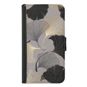 Elegant gold Ginkgo, vintage background. Samsung Galaxy S5 Wallet Case