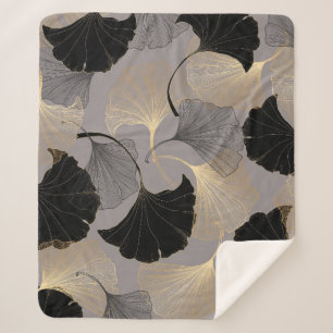 Elegant gold Ginkgo, vintage background. Sherpa Blanket