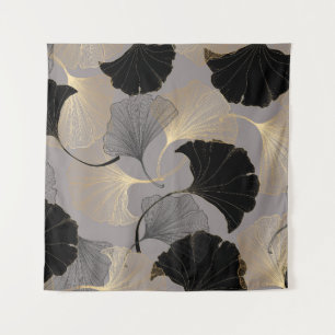 Elegant gold Ginkgo, vintage background. Tapestry