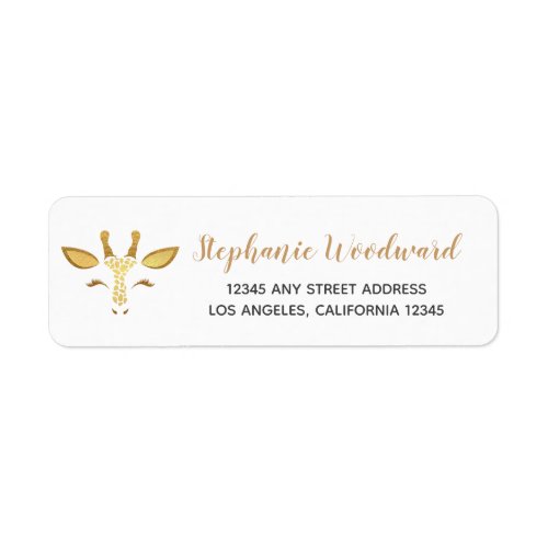 Elegant Gold Giraffe Script Return Address Label