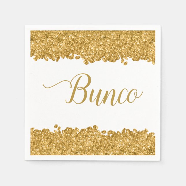 Elegant Gold Girly Bunco Party Napkins (Front)