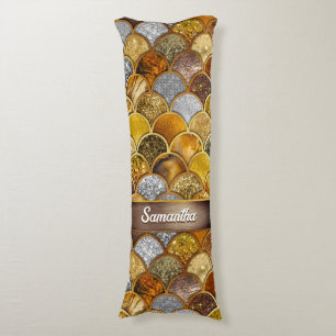 Elegant gold girly mermaid scales body pillow