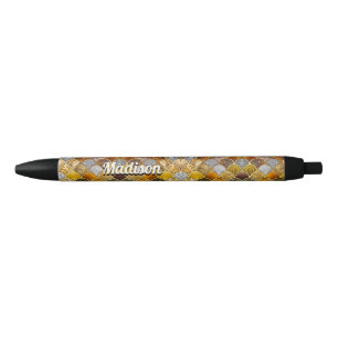Elegant gold girly mermaid scales pen
