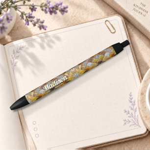 Elegant gold girly mermaid scales pen