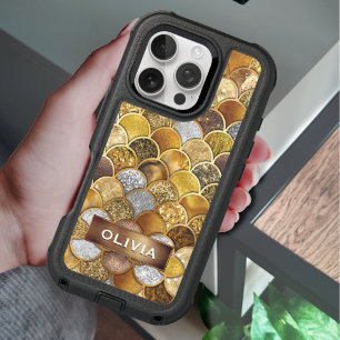 Elegant gold girly modern and chic mermaid scales iPhone 16 pro case