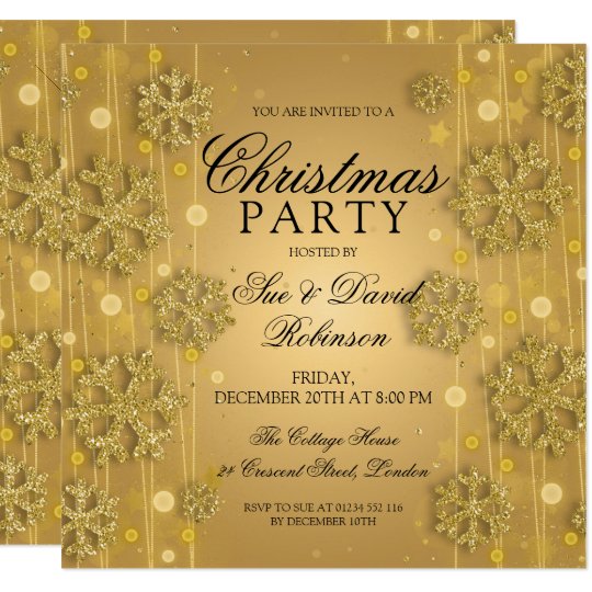 Elegant Gold Glam Christmas Holiday Party Invitation | Zazzle.com