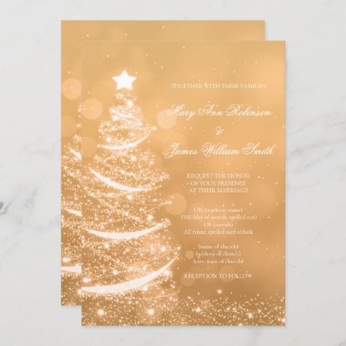 Elegant Gold Glam Christmas Wedding Invitation