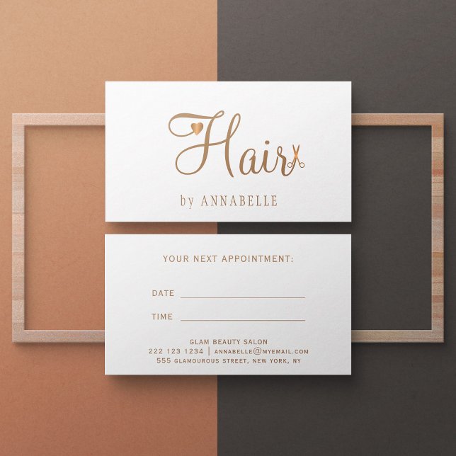 Elegant gold glam hairstylist salon appointment card (Creator Uploaded)