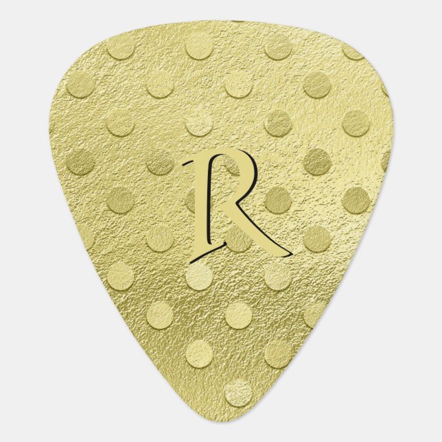 Elegant Gold Glam Stylish Monogrammed Custom Guitar Pick (Front)
