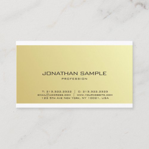 Elegant Gold Glamorous Simple Design Trendy Plain Business Card