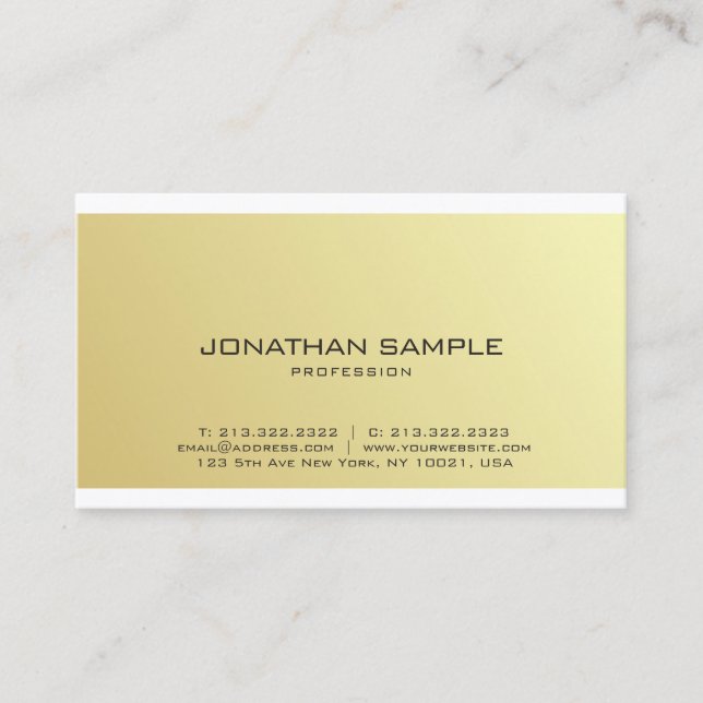 Elegant Gold Glamorous Simple Design Trendy Plain Business Card (Front)