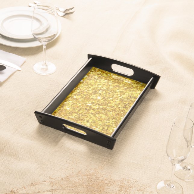 Elegant Gold Glinting Seamless Pattern Serving Tray (Front)