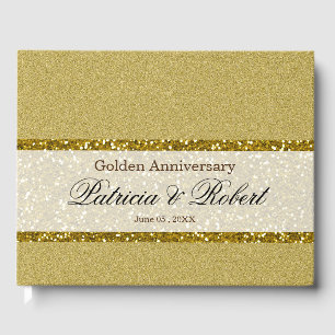 Elegant Gold Glitter 50th Anniversary Guest Book