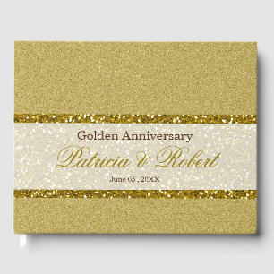 Elegant Gold Glitter 50th Anniversary Guest Book