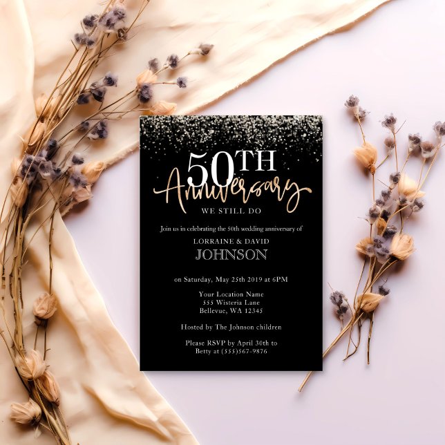 Elegant Gold Glitter 50th Anniversary Party Invitation (Creator Uploaded)