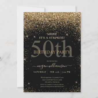 Elegant Gold Glitter 50th Birthday Party Invitation | Zazzle