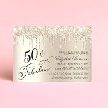 Elegant Gold Glitter 50th Birthday Party Invitation<br><div class="desc">Celebrate her 50 years of sparkle with this elegant gold glitter birthday party invitation  🎉 🎂 🥂 This elegant,  glamorous and chic 50th birthday party invitation features "50 & Fabulous" written in a stylish script against a gold background,  with drips of gold faux glitter.</div>