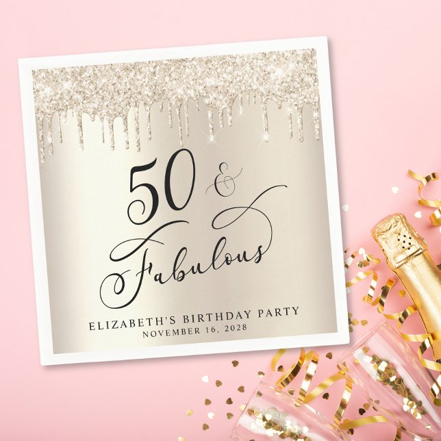 Elegant Gold Glitter 50th Birthday Party  Napkins (Creator Uploaded)