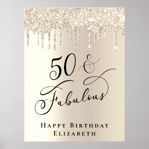 Elegant Gold Glitter 50th Birthday Party Poster