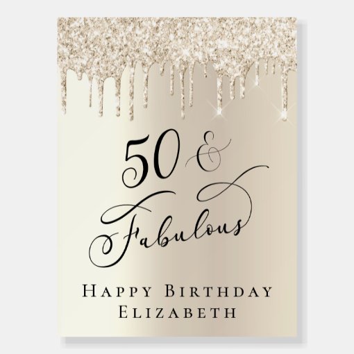 Elegant Gold Glitter 50th Birthday Party Welcome Foam Board | Zazzle