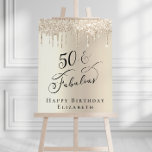 Elegant Gold Glitter 50th Birthday Party Welcome Foam Board<br><div class="desc">Elegant personalized 50th birthday party welcome and photo prop foam board sign with gold faux glitter dripping from the top against a gold background and "50 & Fabulous" in a stylish script. Customize with her name.</div>